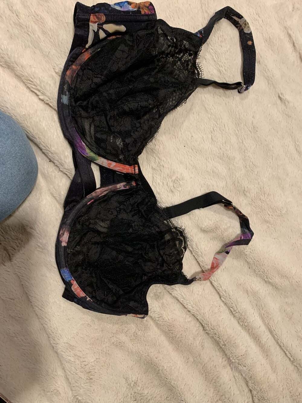 Floral Butterfly Lace Balconette Bra Black